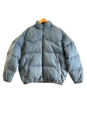 Levis Men's Sz Medium Blue Denim Super Puffer Jacket Insulated